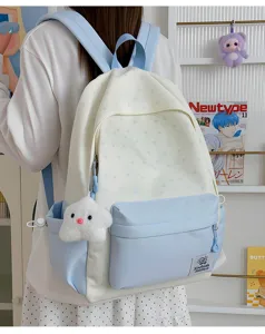 Japanese style simple star print student backpack casual light large capacity rucksack