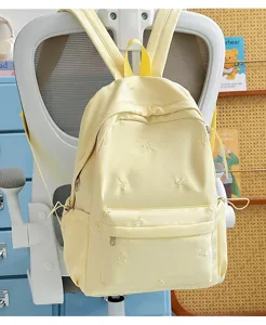Korean style fresh student backpack minimalist solid color bow double shoulder school bag