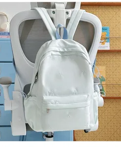 Korean style fresh student backpack minimalist solid color bow double shoulder bag light casual