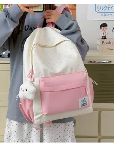 Japanese minimalist star print student backpack, casual large capacity school bag for teens