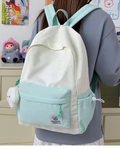 Japanese minimalist star print student backpack, fresh casual large capacity school bag.