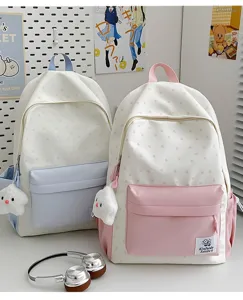 Japanese minimalist star print student backpack college style lightweight large capacity casual