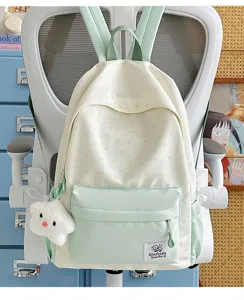 Japanese style minimalist star print student backpack casual light large capacity book bag