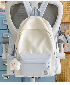 Japanese minimalist star print student school bag college style casual lightweight backpack