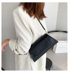 Chicer Kroko-Muster Achseltasche für Damen, stilvolle Baguette PU Leder Umhängetasche.