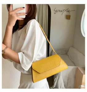 Modische Kroko-Muster Achseltasche für Damen, stilvolle PU-Leder Handtasche Baguette Bag.