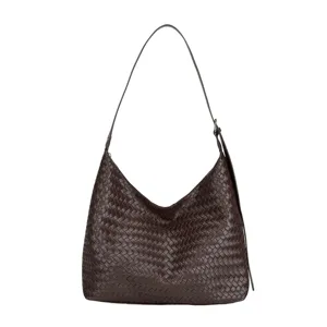 Casual large capacity woven shoulder bag for women fashion commuting minimalist hobo bag main view