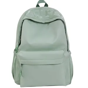Casual large capacity mint green backpack for students, stylish everyday travel bookbag.