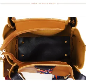 Women PU leather handbag interior structural detail stylish bag for daily fashion use