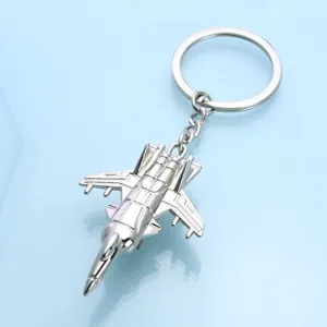 Metal fighter jet keychain 3D airplane model keyring aviation museum souvenir gift pendant