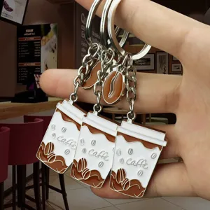 Portachiavi tazza da caffè creativo in metallo smaltato ciondolo borsa carino.