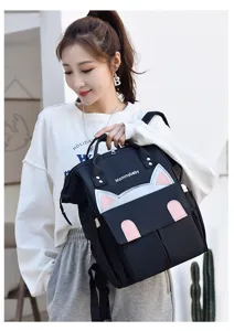 Modische große Windeltasche Rucksack für Mütter, süße Katzenohren Reise Mama Baby Rucksack.