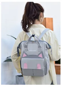 Süßer Katzenohren Wickelrucksack große Kapazität Mama Reisebeutel stilvolle Babytasche chic