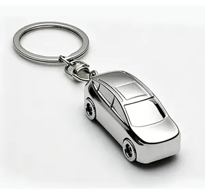 Zinc alloy car model keychain, polished metal auto accessory for car lovers and gifts.