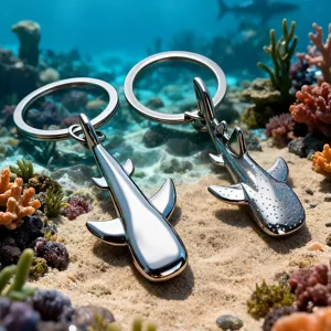 Cute metal whale shark keychain ocean animal bag charm stylish keyring gift pendant item.