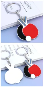 Creative table tennis racket keychain metal sports gift car key ring pendant accessory