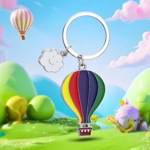 Portachiavi Creativo in Metallo a Forma di Mongolfiera Con Ciondolo a Nuvola Multicolore Portachiavi per Auto Regalo di Viaggio