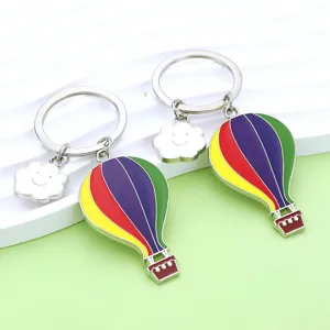 Portachiavi in metallo mongolfiera creativo con grazioso ciondolo nuvola per regalo auto.