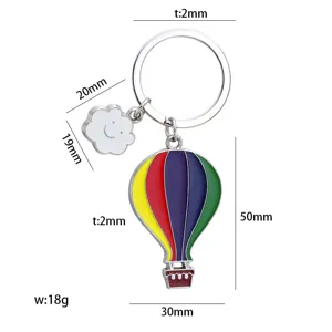 Portachiavi con palloncino ad aria calda in metallo e nuvola, decorazione per chiavi auto.