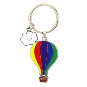 Portachiavi mongolfiera colorata metallo simpatico ciondolo nuvola accessorio auto regalo