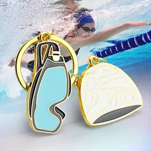 Paris swimming sports souvenir mini goggles and cap metal keychain pendant charm display
