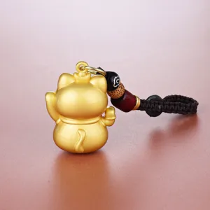 Chinese Style Fortune Cat Zinc Alloy Electroplated Keychain Lucky Cat Bag Charm Car Key Ring Creative Cultual Gift For Unisex Accessories