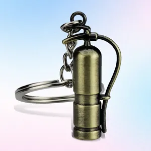 Simulation Fire Extinguisher Keychain Zinc Alloy Retro Distressed Metal Key Ring Creative Safety Publicity Pendant Gift Charm
