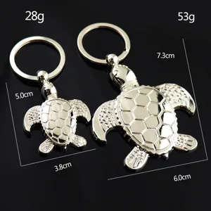 Metal turtle keychain cute sea animal keyring car pendant souvenir gift set for women men