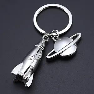 Metal space rocket saturn keychain aviation souvenir keyring custom bag pendant gift