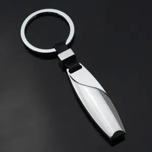 Premium metal leather keychain teardrop car keyring stylish minimalist men women accessory