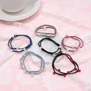 Chic pearl hair ties elastic scrunchies set for women girls sweet daily hair accessories