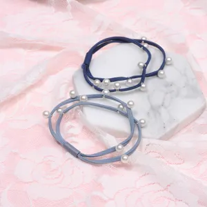 Pearl hair tie elastic rubber band sweet hair accessory detail view, simple and stylish.