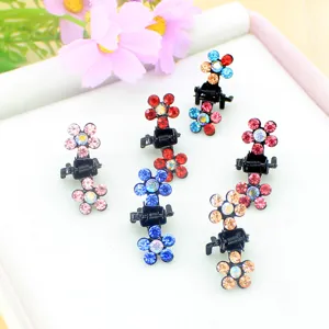 Petites pinces à cheveux fleur en strass pour femmes, accessoires scintillants.