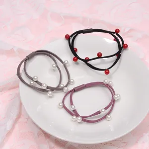 Versatile minimalist pearl hair ties elastic rubber bands for women sweet style daily wear