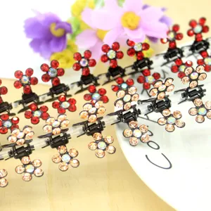 Petites pinces a cheveux en strass mini fleurs accessoires brillants pour femmes filles