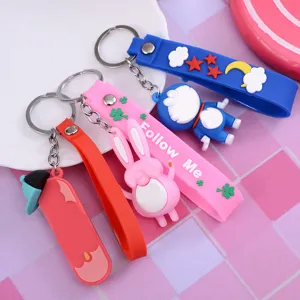 Cute cartoon silicone keychain bag pendant set, multi-style cute key ring accessory gifts.