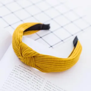 Yellow fabric knotted headband minimalist retro hair hoop for women daily wear soft accessory