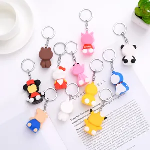 Cute cartoon keychain silicone key ring set bag pendant car keys accessories for gifts wholesale.