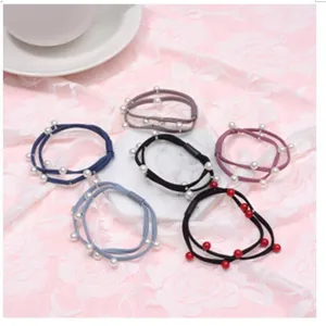 Minimalist Sweet Elastic Hair Ties With Artificial Pearl Beads Simple Solid Color Rubber Band For Women Daily Hair Accessories
