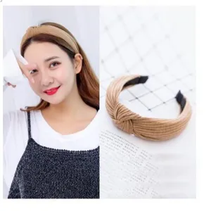 Vintage Fabric Twist Knot Headband For Women Pleated Ribbed Solid Color Hair Hoop Elastic Fashion Hair Accessories