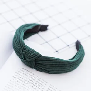 Dark green knotted fabric headband vintage pleated hair hoop for women hair accessories