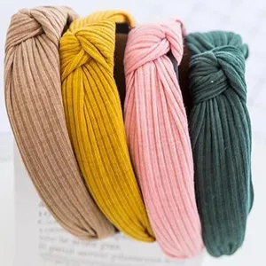 Fashionable minimalist fabric knotted headband set, retro daily hair accessories for women.