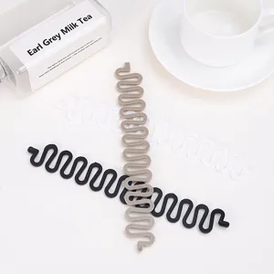 Plastic wave hair braiding tools set, black white grey hair styling hair accessories detail.