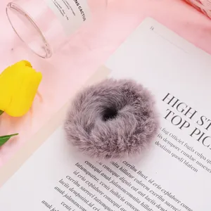 Fluffy plush hair scrunchie winter soft hair tie elastic band for women and girls