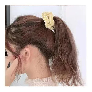 Chouchou de cheveux à carreaux jaunes style coréen accessoire mignon pour queue de cheval