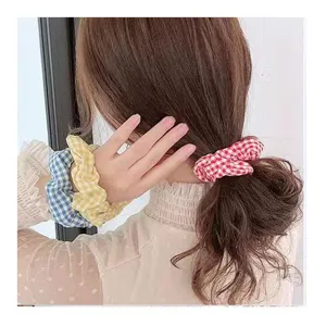 Chouchous à cheveux à carreaux vintage élastiques doux accessoires pour femmes et filles