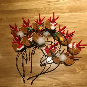 Christmas reindeer headband cute antler hair hoop festive holiday party hair accessories for women