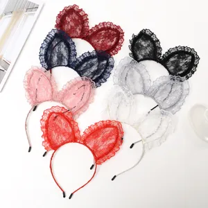Lace cat ear headband cute sweet hair hoop washing face hair accessory multi-color detail