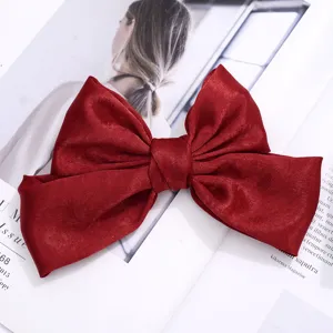 Detalle de lazo para el pelo de terciopelo rojo, pinza grande para peinados elegantes.