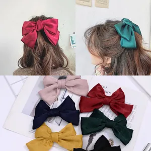 Dulce Pinza de Pelo de Satén con Gran Lazo Hecho a Mano Color Sólido Lazo Sobredimensionado Elegante Scrunchies Coleteros Soporte de Coleta Tocado para Mujeres Accesorios Diarios